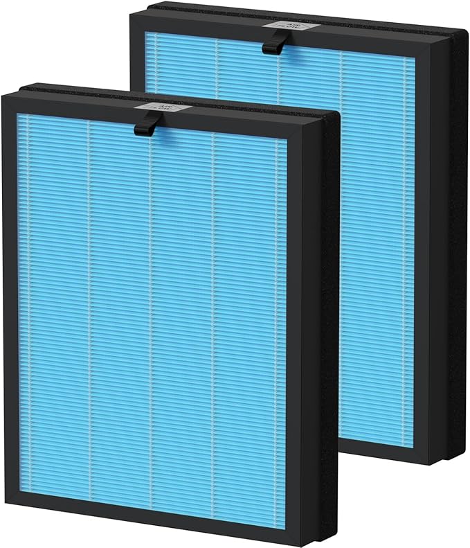 MKD05 Air Filter Replacement Compatible with AROEVE MKD05 Air Purifier, 4-in-1 High-Efficiency HEPA Filter, True HEPA Filter with Activated Carbon Filter, 2 Pack (MKD05-Blue-2Pack)