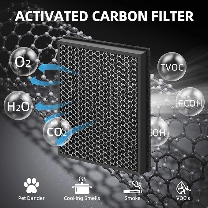 HAP603 Replacement Filter for ECOSELF HAP603 Air Purifier,3-in-1 H13 True HEPA High-Efficiency Activated Carbon Filter,2 Pack