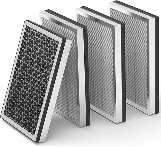 JF260 Replacement Filter Compatible with JF260 JF260S Air Purifier and AP1273 Air Purifier, 3-in-1 Filtration System H13 True HEPA Filter Activated Carbon Filter, JF260-RF Silver 4 Pack