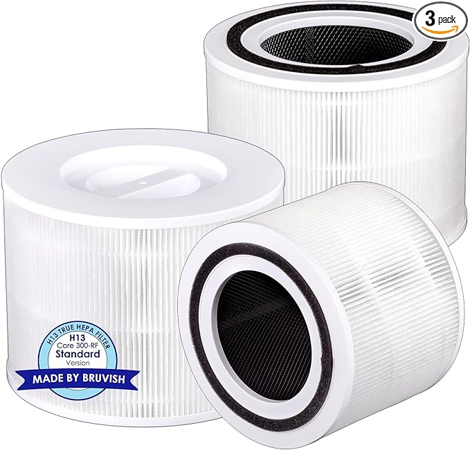 3 Pack Core 300 Replacement Filter for LEVOIT Core300-P and Core300S-P Air Purifier, Core 300-P Core 300S-P, H13 True HEPA Filter, 3-in-1 Filter Activated Carbon Filters, Compare Core 300-RF White
