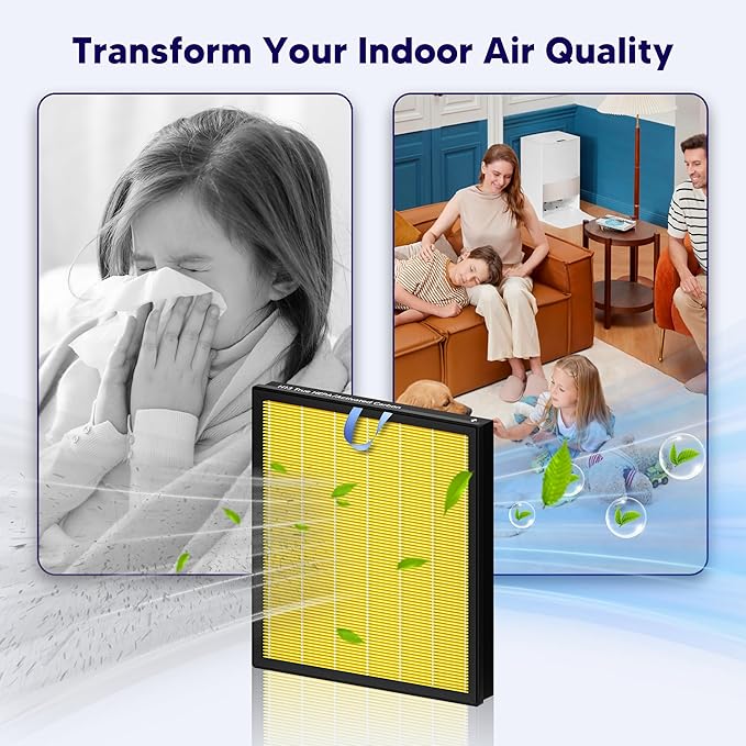 Improvedhand Vital 100S HEPA Replacement Filter Pet Care Compatible With LEVOIT Vital 100S/100S-P Air Purifier, High-Efficiency 3-IN-1 True HEPA and Activated Carbon Filters, Pack of 3, Yellow