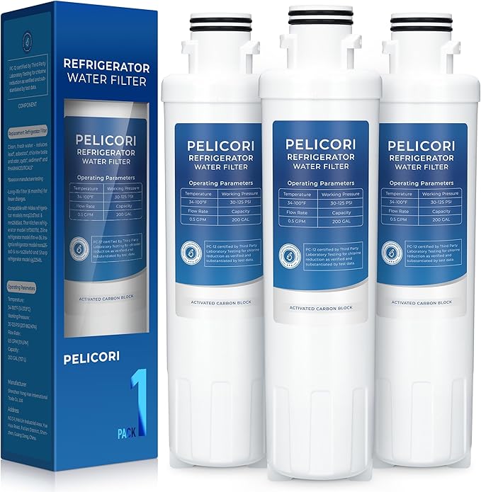 MIWF6200 Water Filter, Compatible with Midea MRS26D5AST, MF-2008-R2, Sharp SJWF200, SJG2254FS, Thor Kitchen WF200, Zline MIWFT2100, RFM-W-36, Insignia NS-WF26SS0-1 Models (3 Pack)