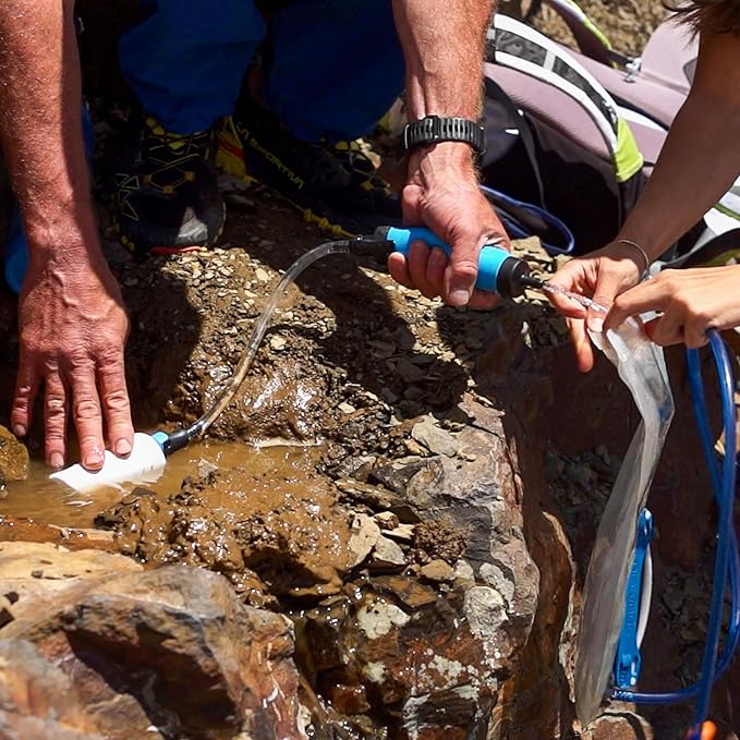 Water Filter Straw, Water Purifier, Ultralight Backpacking Water Filter, Hiking, Camping, Survival, Travel, 2’ Tubing extends to 4’, Purifies 250 Gal