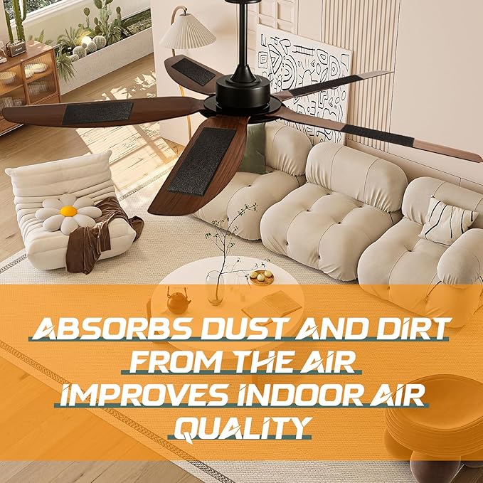 Pacify 10PCS Ceiling Fan Filters for Blades, Activated Coconut Shell Carbon Fan Filters for Ceiling Fan Blades, Universal Fan Air Purifier Pad for Home Office Traps Household Contaminants(10)