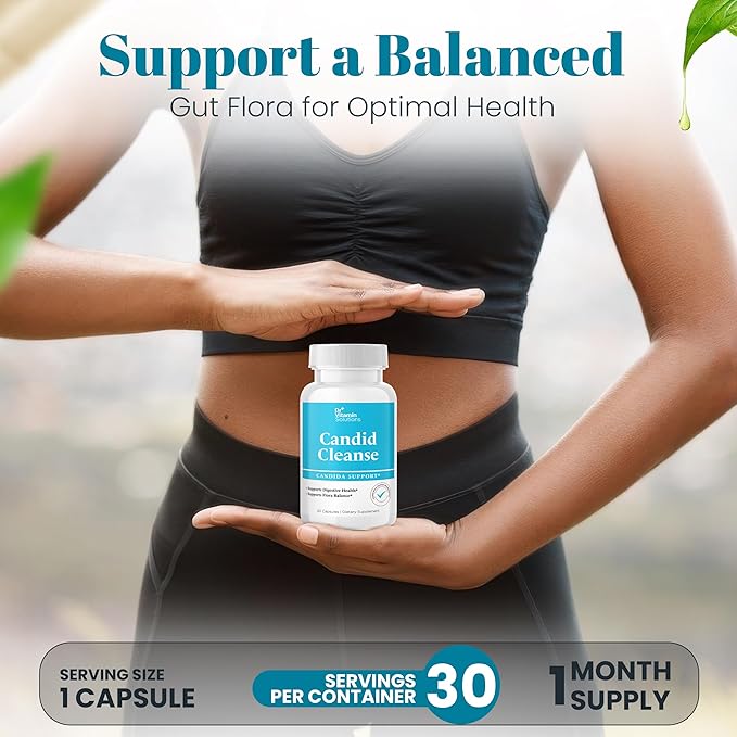 DR VITAMIN SOLUTIONS Candid Cleanse Supplement with GLP-1 Support - Oregano Leaf, Caprylic Acid & LactoSpore | Candida Support Pills for Digestive Health | Candida Cleanse Detox for Women & Men | 30