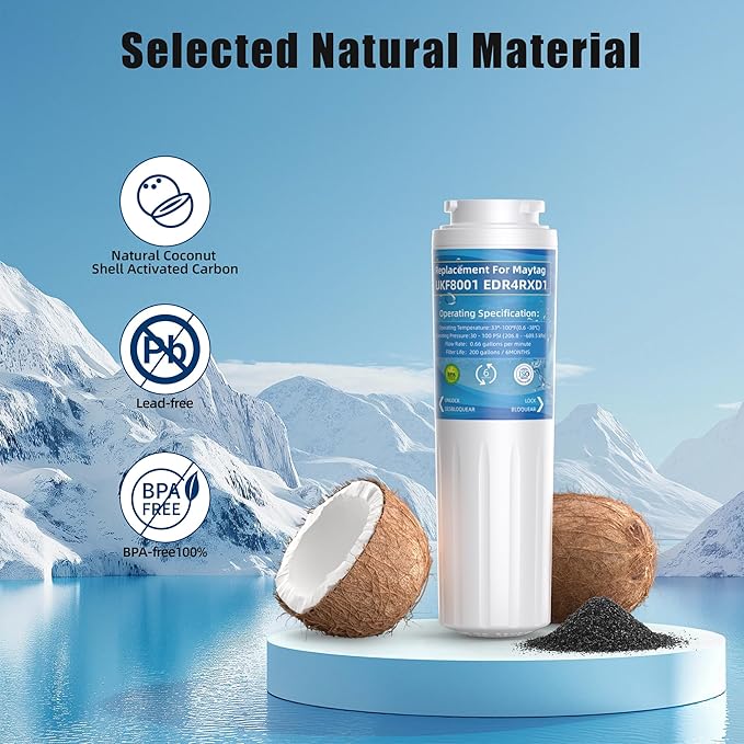 UKF8001 Water Filter Replacement for Whirl-pool EDR4RXD1, Replacement for Every-drop Filter 4, UKF8001AXX-200, UKF8001P, 4396395, 469006, Puriclean II, FMM-2, RWF0900A,Pack of 3