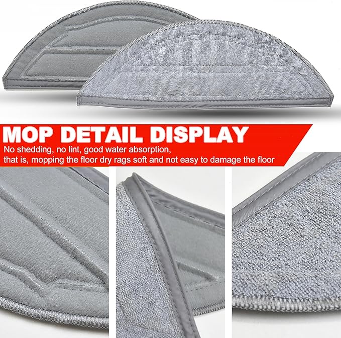 Accessories Replacement Parts Compatible with Roborock Saros 10 Robot Vacuum Cleaner, 4 Rubber Main Brush, 2 Edge-Hugging mop pad，6 Filters, 6 Dust Bags, 6 Mop Pads, 6 Side Brushes