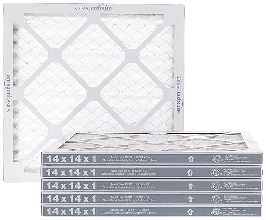 Amazon Basics 14x14x1 Air Filter 6 Pack, MERV 8 AC Furnace Filters (Actual Size: 13.75" x 13.75" x 0.75")