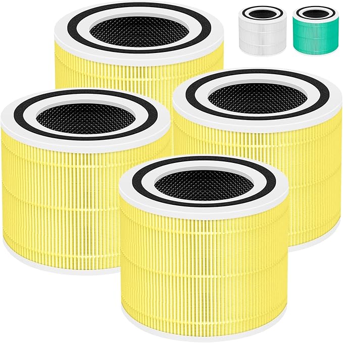 240 True HEPA Pet Allergy Replacement Filter 14 for Puro 240 Air Purifier,3-in-1 High-Efficiency HP-14 with Activated Carbon Filter,4 Pack,Yellow