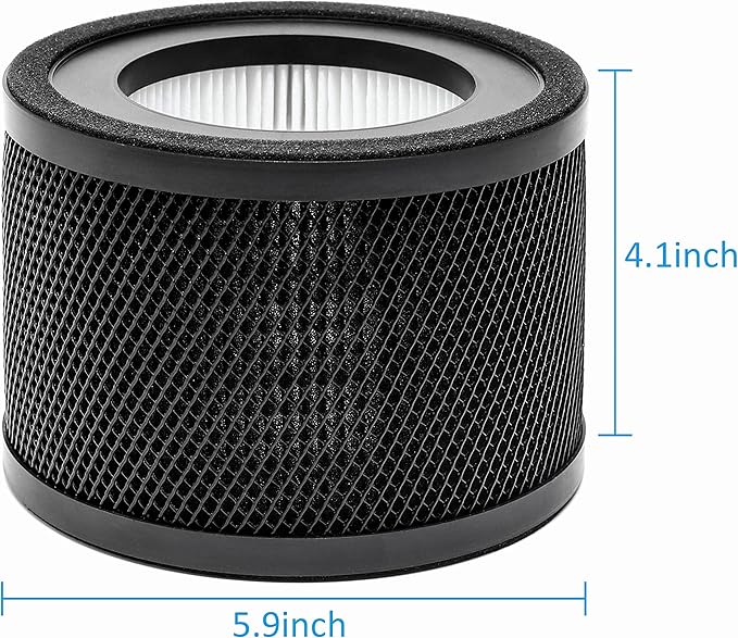 TT-AP001 True HEPA Filter Replacement, Compatible with TaoTronics TT-AP001 and and VAVA VA-EE014 Air Purifier, H13 True HEPA Filter & Activated Carbon Filter, 2 Pack
