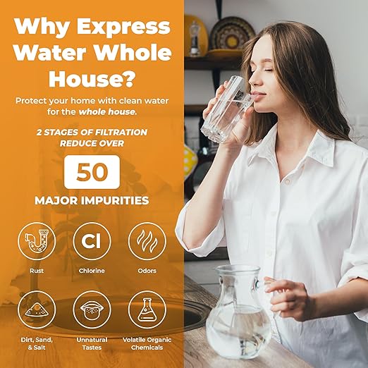 Rotek Water Systems Whole House Water Filtration System | 2-Stage Water Filter System | SED & ACB | Clean Drinking Water | Sediment & Carbon Filter | 10 Inch