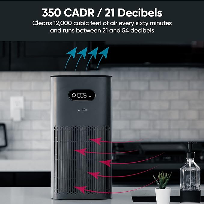 Wyze Air Purifier with Wildfire Filter (Special), for Living Room, Kitchen, HEPA 13, 21db Quiet, with Sleep Mode, Air Cleaner for Smoke, Pollen, Dander, Hair, 550 sq ft, Smart WiFi Alexa Google, Black