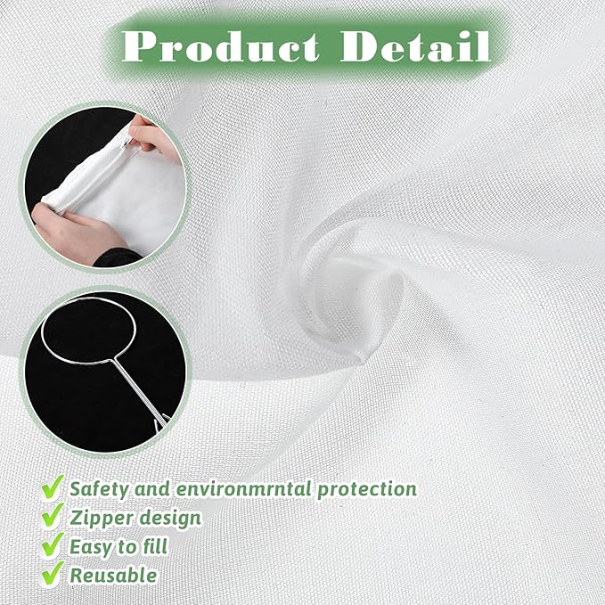 3 PCS Fine Mesh Strainer Bags with Handle, Reusable Cheese Cloth Bag with Zipper, Food Grade Filter for Coffee Soy Thai Tea, Yogurt Nut Milk and Soup