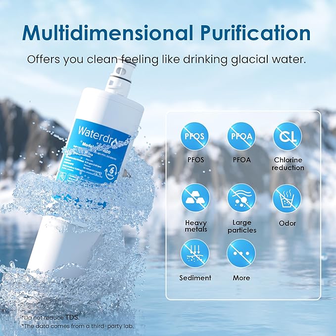 Waterdrop 3US-MAX-F01 Replacement Filter, 3US-PF01 Water Filter, Replacement for Filtrete® 3US-PF01, Maximum 3US-MAX-F01, 3US-PS01, 3US-MAX-S01, Manitowoc K-00338, NSF/ANSI 42 Certified, Pack of 3