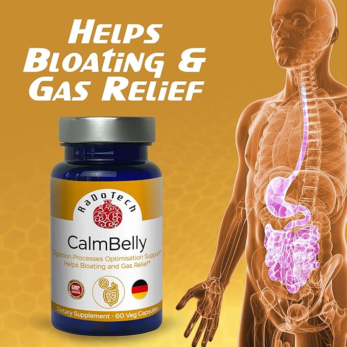 CalmBelly, Helps Normalize Digestive Processes Support Active Enzymes, Probiotics for Digestive Health Supplements for Women and Men, Formula for Overall Wellness 60 Count (Pack of 1)