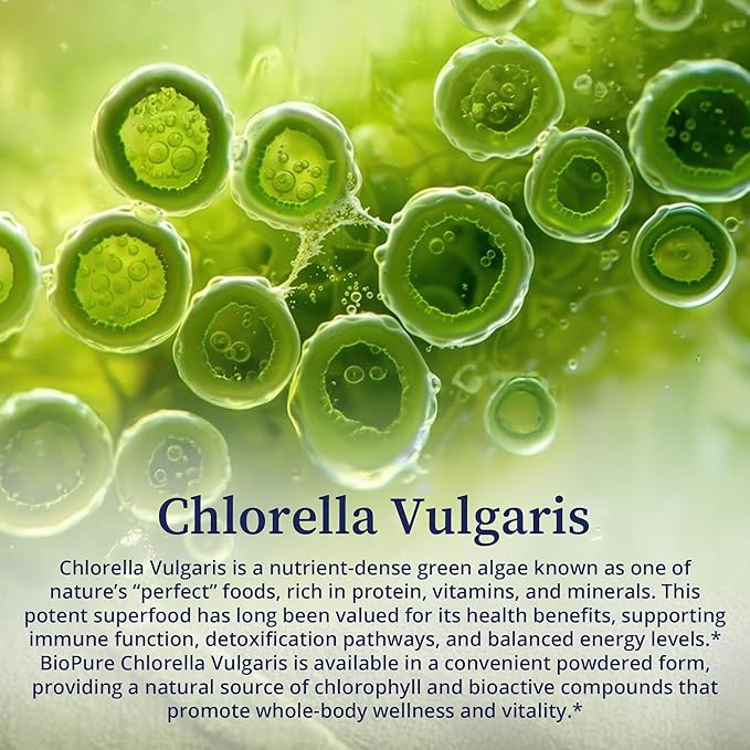 BioPure Chlorella Vulgaris Powder – Nutrient-Dense, Nutraceutical Superfood Packed with Proteins, Vitamins, Minerals & Amino Acids for Detox, Immune Support, and Whole-Body Wellness – 200g