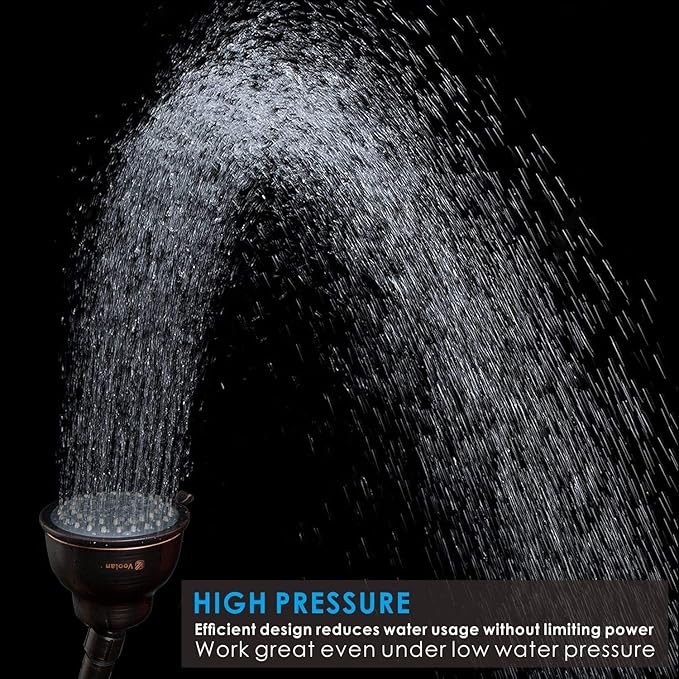 Voolan High Pressure Shower Head - 5 Function Rain Shower Head - Comfortable Shower Experience Even at Low Water Flow - Oil-Rubbed Bronze