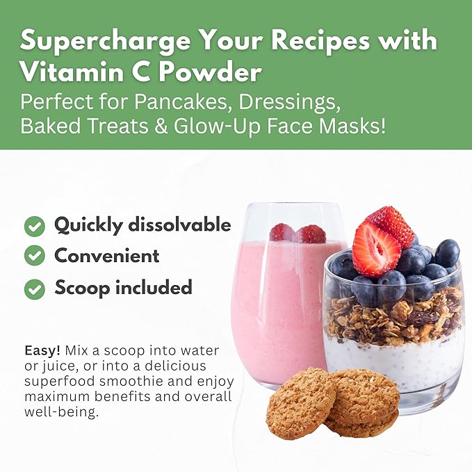 Natural Vitamin C from Organic Acerola Cherry & Camu Camu Powder - High Absorption with Citrus Bioflavonoids - Immune System & Collagen Booster - Anti Aging Skin Vitamins Made in USA 90 servings
