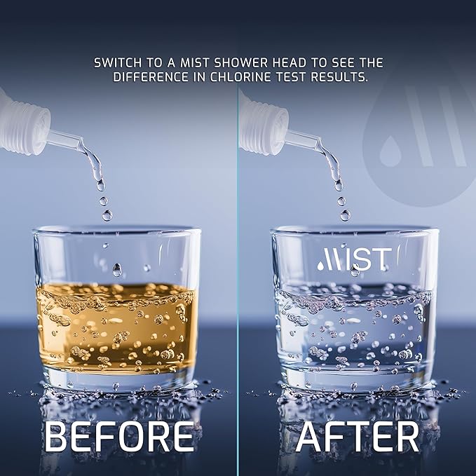 Mist Filtered Shower Head, Revitalizing 15 stage Shower Filter Combo, Improves The Condition of Your Skin & Hair, Shower Water Softener with High Output, Chrome - Shower filter for Hard Water