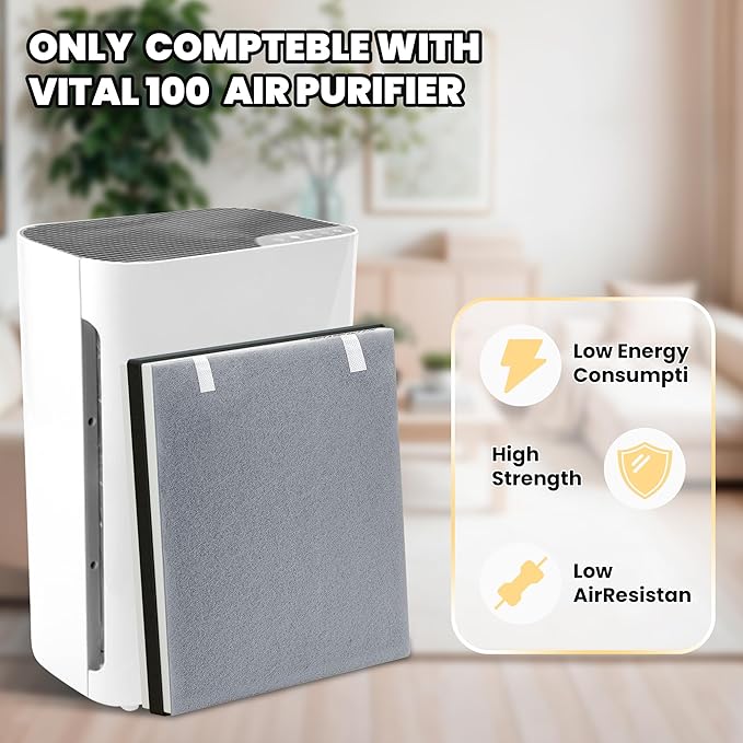 Vital 100 Replacement Filter for LEVOIT Air Purifier, 3-in-1 Pre, H13 High-Efficiency Activated Carbon Filtration System, Replace Part # Vital 100-RF, Pack of 2, By Improvedhand