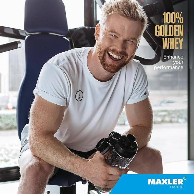 Maxler 100% Golden Whey Protein - 23g of Protein per Serving - Premium Whey Protein Powder for Pre Post Workout - Fast-Absorbing Whey Concentrate, Isolate & Hydrolysate Blend - Strawberry Cream 2 lb