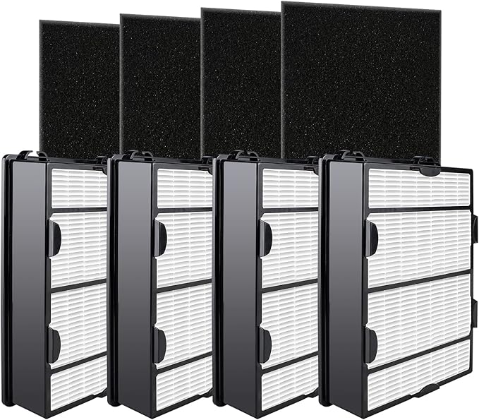 Improvedhand HAPF600 Filter Replacement for Hol-mes Air Purifier Filter B, Replace HAPF600D, HAP615, HAP625, HAP650, HAPF600D-U3, HAP725, HAP750, 106773, 4 HEPA filters and 4 carbon pre-filters