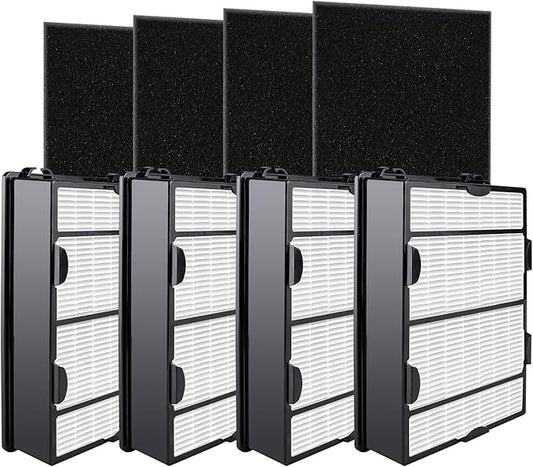 Improvedhand HAPF600 Filter Replacement for Hol-mes Air Purifier Filter B, Replace HAPF600D, HAP615, HAP625, HAP650, HAPF600D-U3, HAP725, HAP750, 106773, 4 HEPA filters and 4 carbon pre-filters