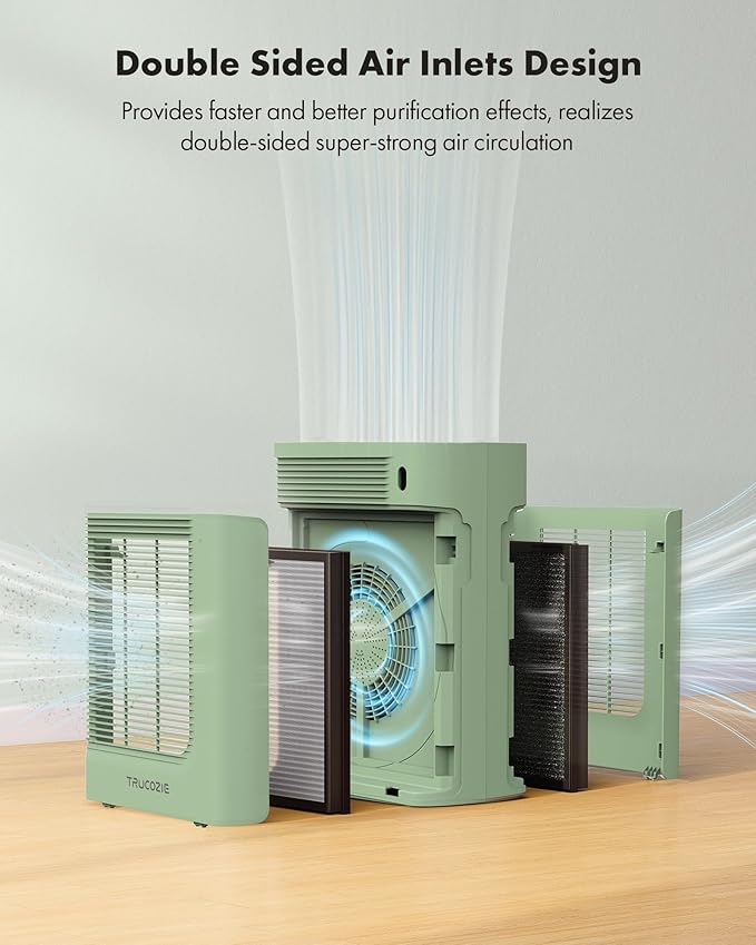 T356 Air Purifier for Home Large Room Bedroom Up to 1937 Ft² in 1 Hr With Double-sided Air Inlet, Air Quality and Light Sensors, HEPA Sleep Mode for Allergies, Dust, Pollen, Pet Hair, Green
