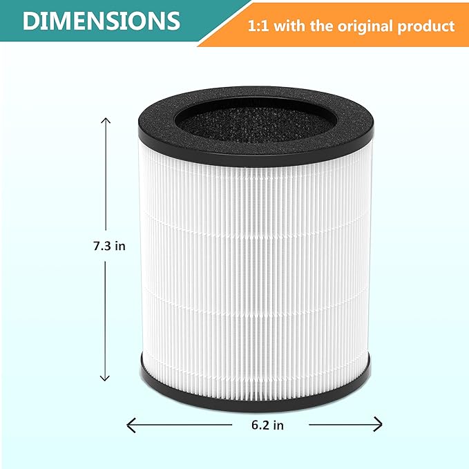 M03 Replacement Filter, Compatible with MOOKA M03 & B-D03 Air Purifier, 3-in-1 H13 True HEPA with activated Carbon Filter, 2-Pack