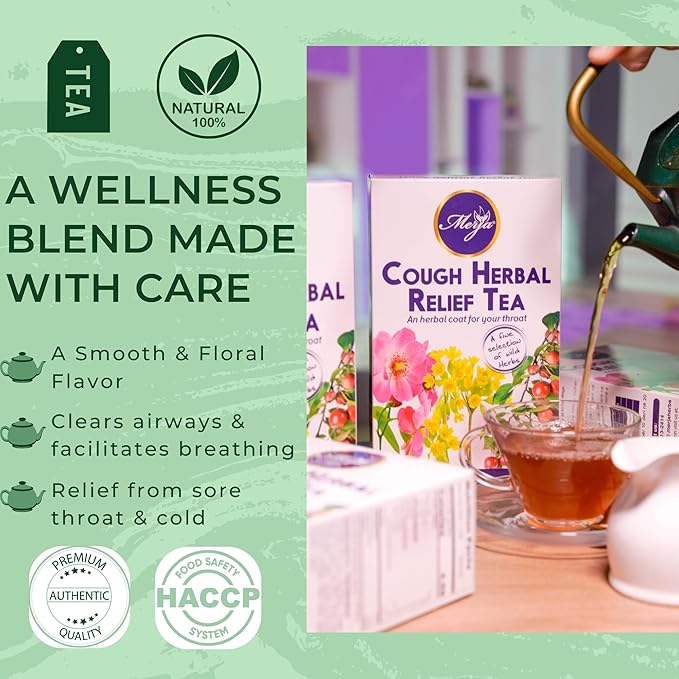 Merja Herbs Cough Relief Herbal Tea [250g] Caffeine-Free Tea for Cough & Cold Relief, Sore Throat & Cough Support | Mediterranean Loose Tea | Herbal Teas & Beverages, Pack of 1