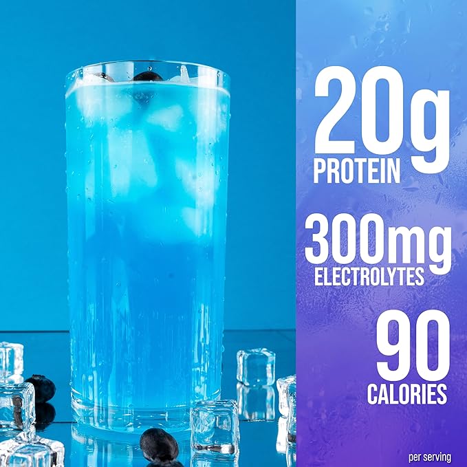 Rule 1 Clear Whey Isolate - 20g All-whey Isolate Protein, Over 9g EAAs, 300mg of Electrolyte Minerals, 90 Calories, Light, Crisp, and Refreshing Taste (27 Servings, Blue Raspberry)