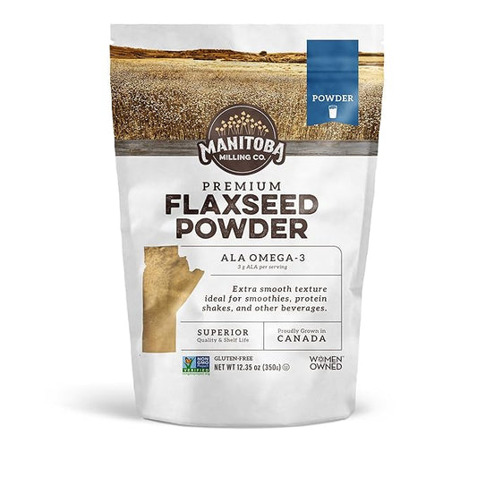 Ground Flax Seed | Manitoba Milling Co | One 12.35 oz Bag | Smooth Milled Flaxseed Fiber with Protein, Omega 3 | Gluten Free, Non-GMO Gourmet Milled Flaxseed for Muffins, Yogurt, Smoothies