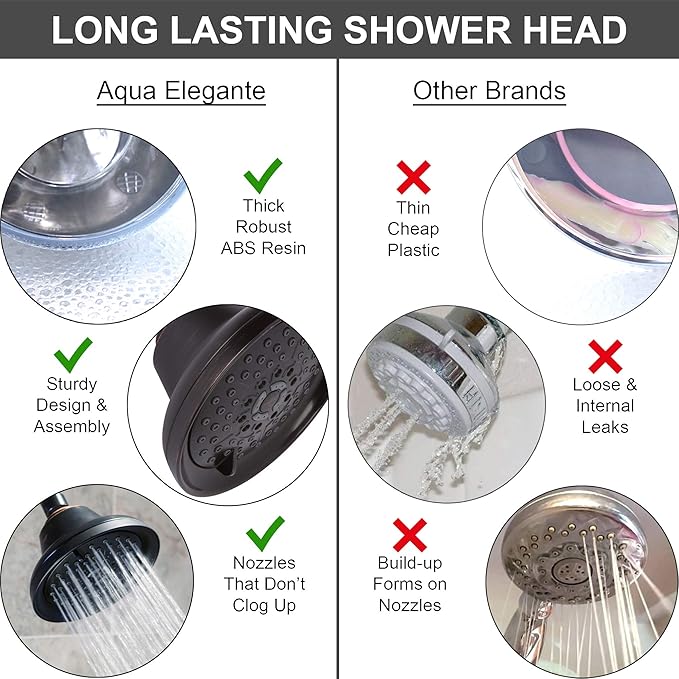Massage Shower Head With Mist - High Pressure Boosting, Multi-Function, Massaging Rainfall Showerhead For Low Flow Showers & Adjustable Water Saving Nozzle, 1.8 GPM - Oil-Rubbed Bronze