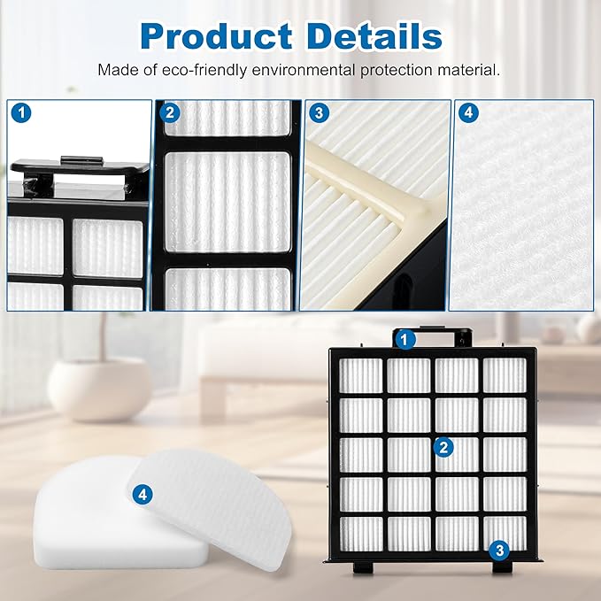 AZ4002 AZ4000 AZ4002W HEPA Filter Replacement Compatible with Shark POWERDETECT Upright Vacuum Cleaner and Shark Powered Lift-Away Heavy Duty Vacuum Suction, 6 Foam, 6 Felt, 2 HEPA, 2 Odor Cartridge