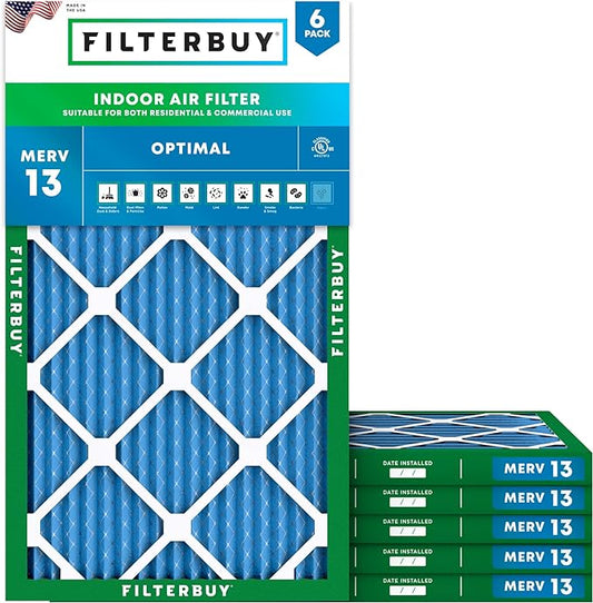 Filterbuy 8x30x1 Air Filter MERV 13 (MPR 1900) Health Defense Replacement (6-Pack), Electrostatic Pleated HVAC AC Furnace Filters, Made in USA (Actual Size: 7.50 x 29.50 x 0.75)