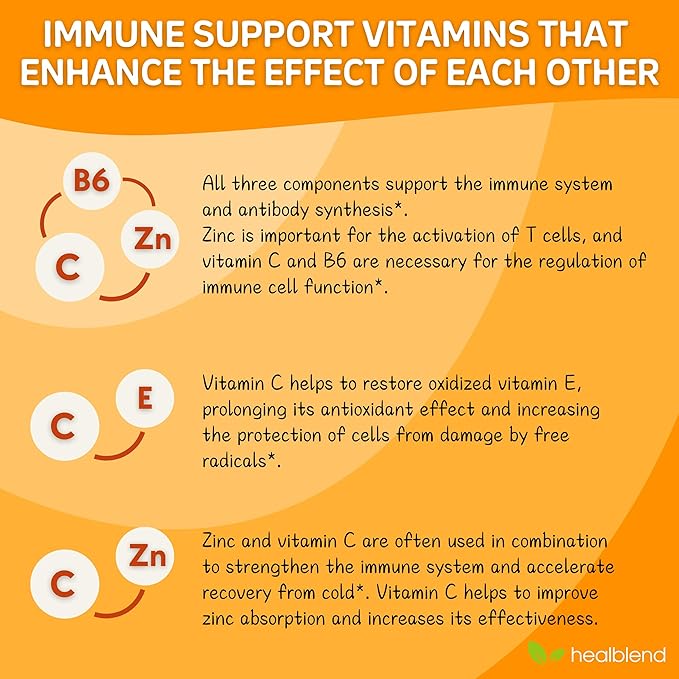 healblend 10 in 1 Immune Support Supplement Booster with Elderberry, Zinc, Echinacea, Turmeric, Lactobacillus Acidophilus, for Adults (3 Pack)
