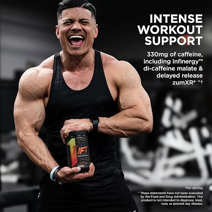 Rule 1 preLIFT Pre-Workout - 6g Citrulline, 3.2g Beta Alanine, 3 Caffeine Sources + 20 Others for Energy, Alertness, & Endurance (30 Servings, Fruit Punch)