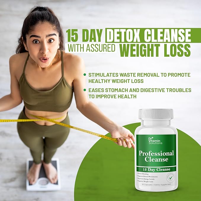 DR VITAMIN SOLUTIONS 15 Day Gut Cleanse Detox for Women w/GLP-1 Support - Natural Colon & Detox Cleanse for Weight Loss - Bloating & Constipation Relief - Flushes Toxins & Supports Immunity - 60 Ct.