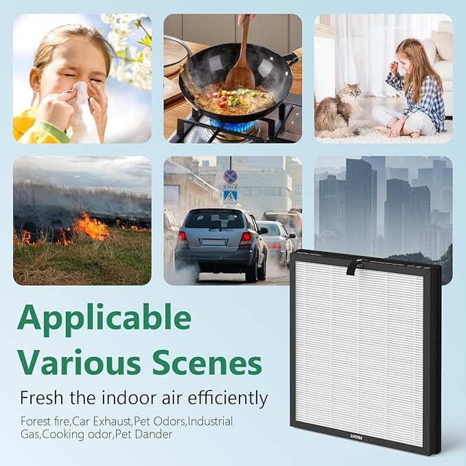 4 Pack HAP603 Replacement Filter Compatible with ECOSELF HAP603 Air Purifier, # RFHAP603, White