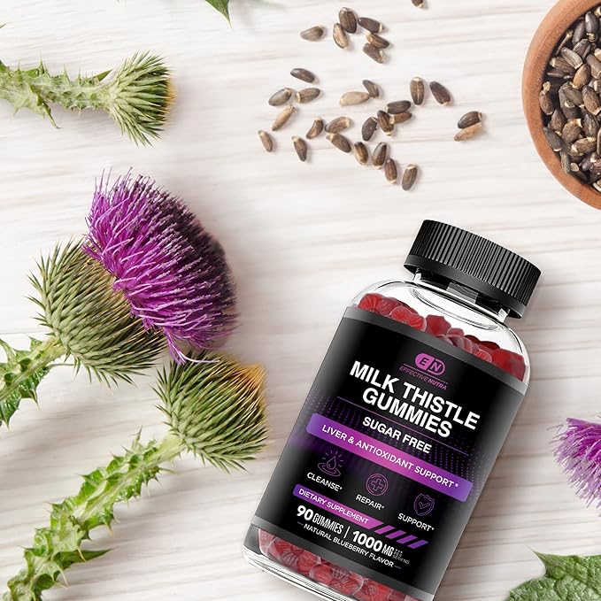 Milk Thistle Gummies | Sugar-Free Milk Thistle Extract 1000mg for Liver Detox & Antioxidant Support | Vegan, Gluten-Free| 45-Day Supply, Natural Berry Flavor, Made in USA (90 Count)