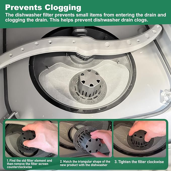 WD49X24057 Dishwasher Ultra Fine Filter Kit with GE Dishwashers, Fine Filter Kit Replace Part WD12X10416 WD12X21976 WD12X22560 WD12X20107 WD12X23736 WD12X21676 WD12X20340 WD12X20549