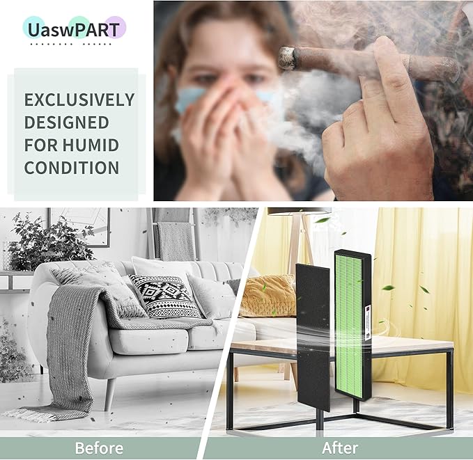 [Upgraded] FLT5000 Filter C Replacement Compatible with Guardian FLT5000 Filter Replace AC5000E AC5250PT AC5300B AC5350B AC5350W CDAP5500BCA and More, 4X H13 HEPA with Carb0n+4X Pre-Filters