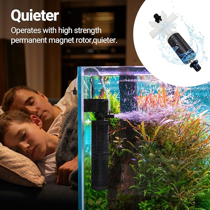25W Aquarium Internal Filter for 75-150 Gallon Tanks, Power Biochemical Sponge Fish Turtle Tank Filter with Aeration System, Silent Submersible Filters, 317 GPH