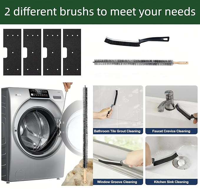 WH01X35719 Lint Filter, 4 PCS GE Washer Dryer Combo with 2 Dryer Vent Brush - Hand Washable and Reusable Lint Filter for Ge Washer Dryer Filter - for Models: PFQ97HSPVDS (style 1)