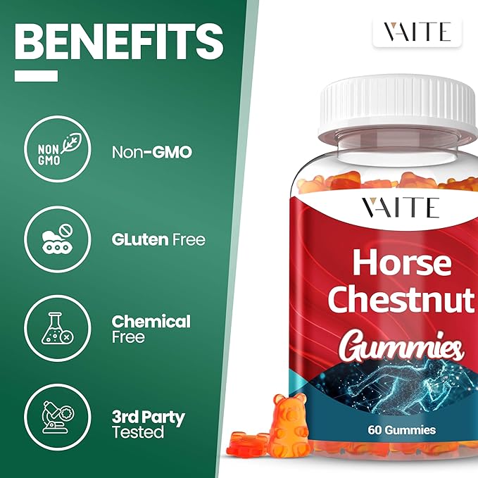 VAITE Horse Chestnut Extract Supplement, Vein Support Blood Circulation Supplements for Varicose Veins on Legs and Circulatory Supports, Horsechestnut Seed Butchers Broom Root, Non-GMO Gluten Free