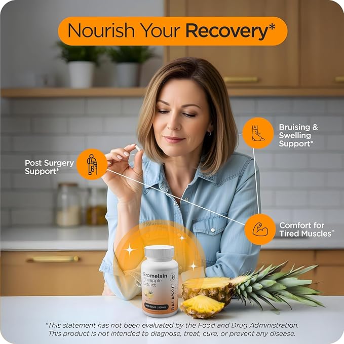 Balancebreens Bromelain 500mg Capsules – 2400 GDU Pineapple Extract Supplement for Joint Support, Natural Swelling Support, and Healthy Digestion – 180 Capsules Made in USA
