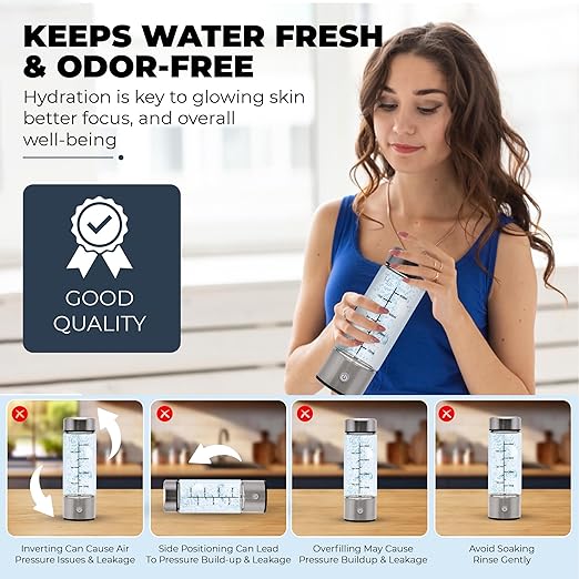 Flow Essence Hydrogen Water Bottle – Portable Molecular Hydrogen Generator with USB Charger – Wellness Hydration Solution for Home, Office & Travel