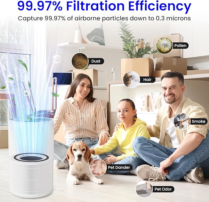 2-Pack Core 300 Replacement Filter Compatible with LEVOIT Core 300 and Core 300S Air Purifier, H13 True HEPA & Activated Carbon, Replace Core300-RF, White