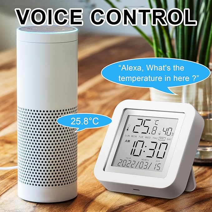 Flutesan 2 Pcs Smart Wireless Temperature Monitor Humidity Monitor Wireless Hygrometer Thermometer Digital Room Compatible with APP Notification Alert and LCD Display House