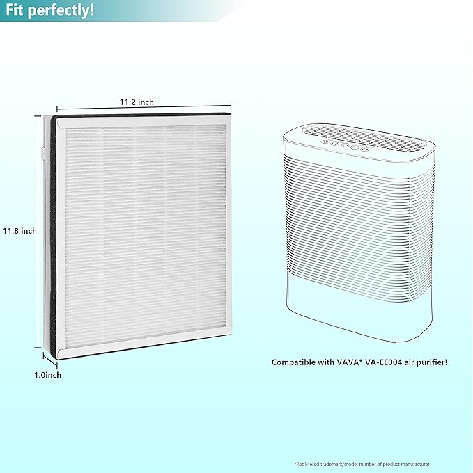 VA-EE004 Replacement Filter, Compatible with VAVA 3-in-1 VA-EE004 Air Purifier, True HEPA & Activated Carbon Filter Set, 2-Pack